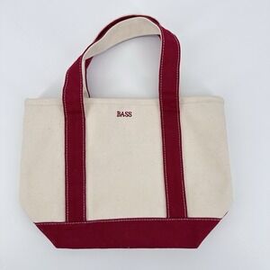 Bass Mini Tote Bag Canvas Red Natural Zip Top